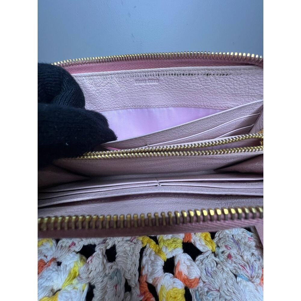 Miu Miu Madras Bicolore Bow Zip Around Wallet Rosa Gemma Pink Authentic - Picture 13 of 16